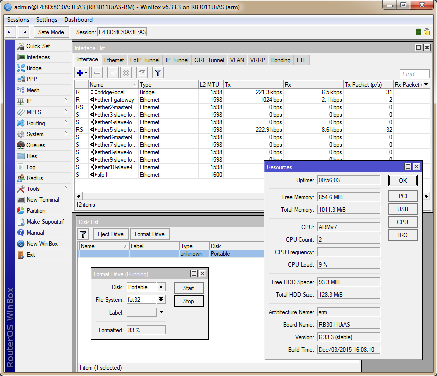 RB3011UiAS-RM - файловый сервер Форматирование диска