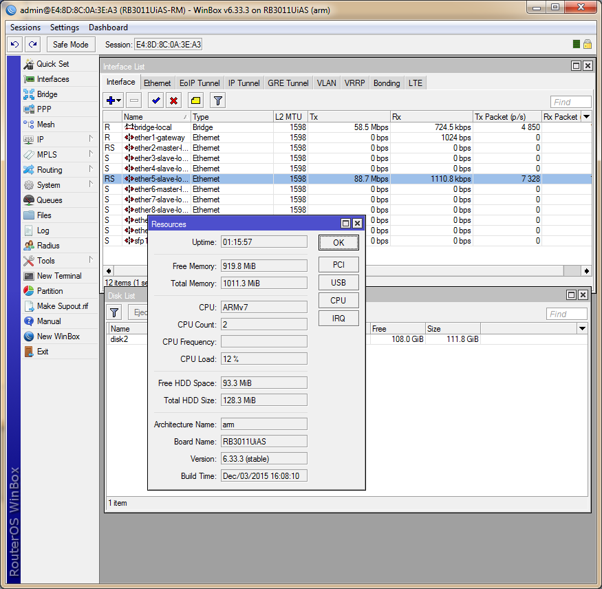 RB3011UiAS-RM - файловый сервер Загрузка при копировании