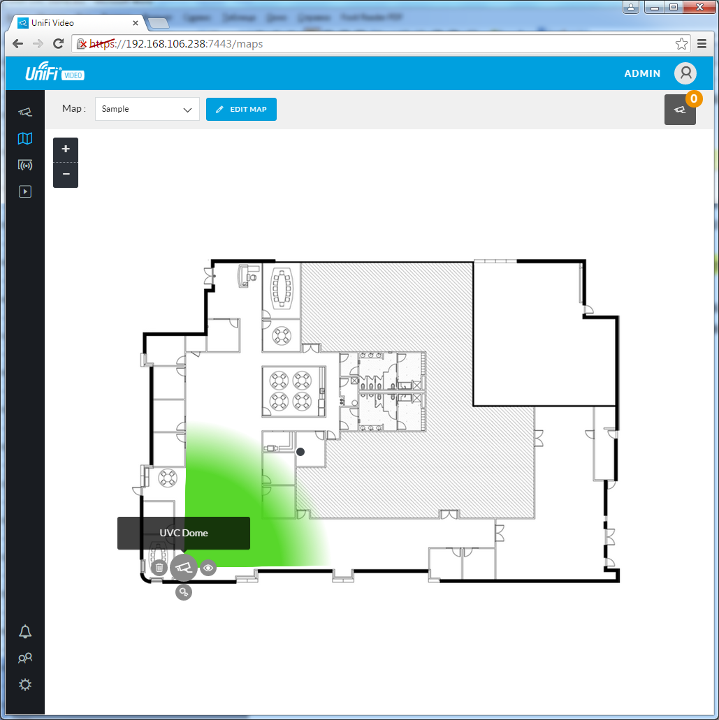 UniFi Video Camera Dome UniFi Video Camera Dome размещение камер на карте, выбор угла обзора
