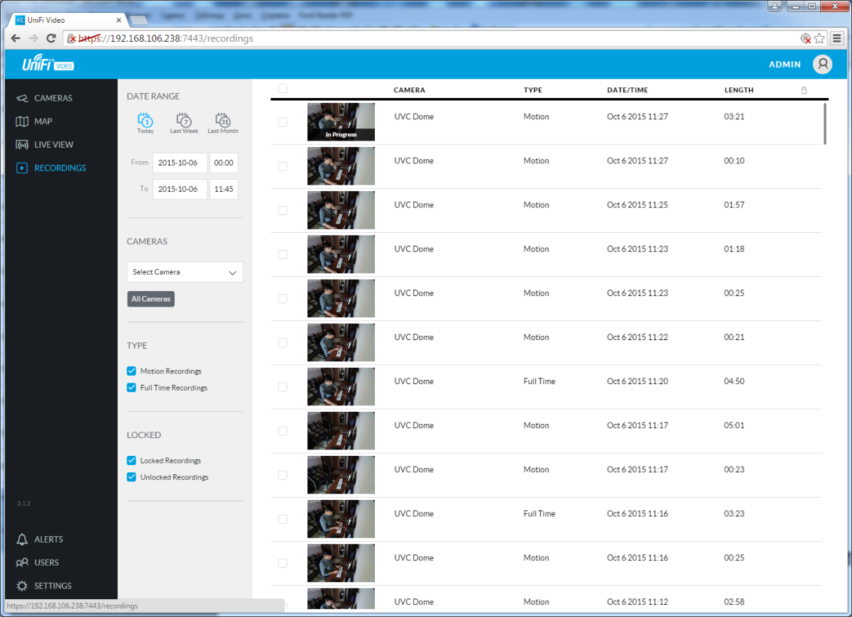 UniFi Video Camera Dome UniFi Video Camera Dome поиск записей