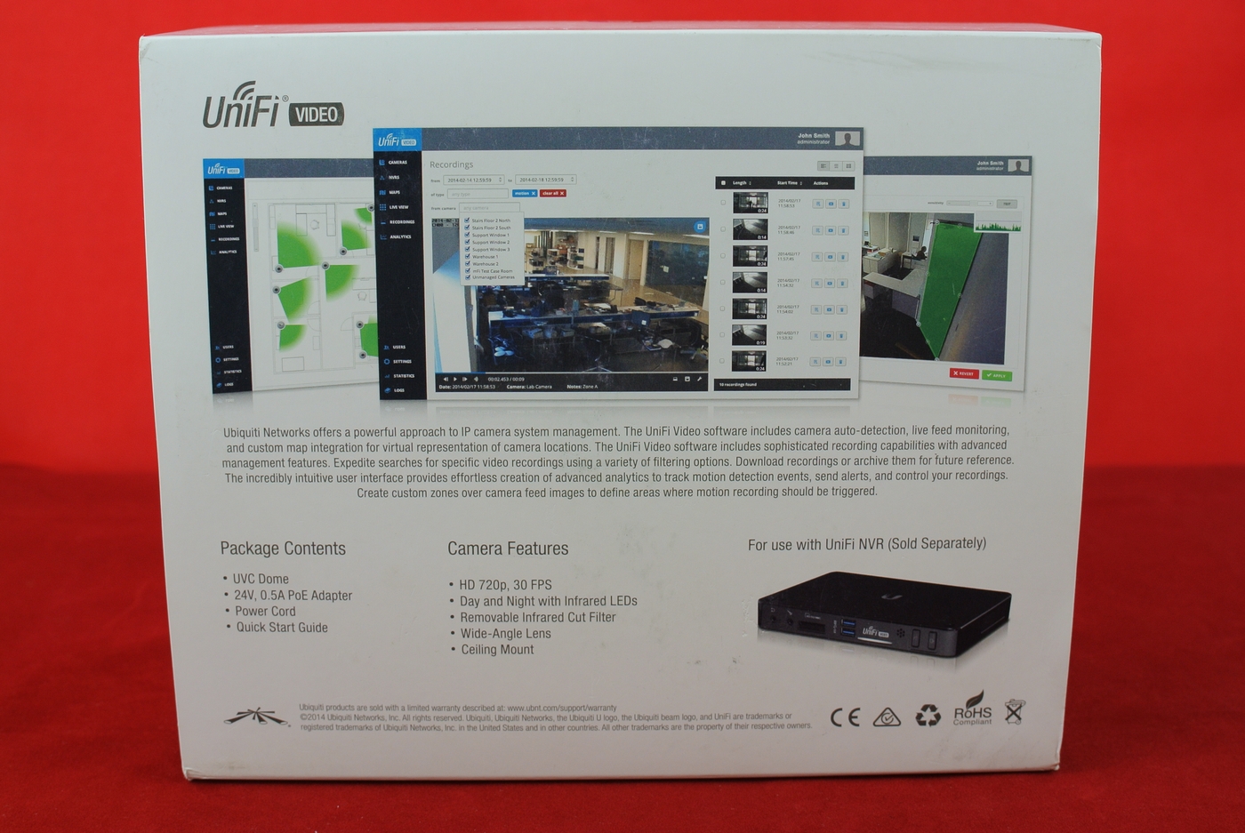 UniFi Video Camera Dome в коробке вид сзади 