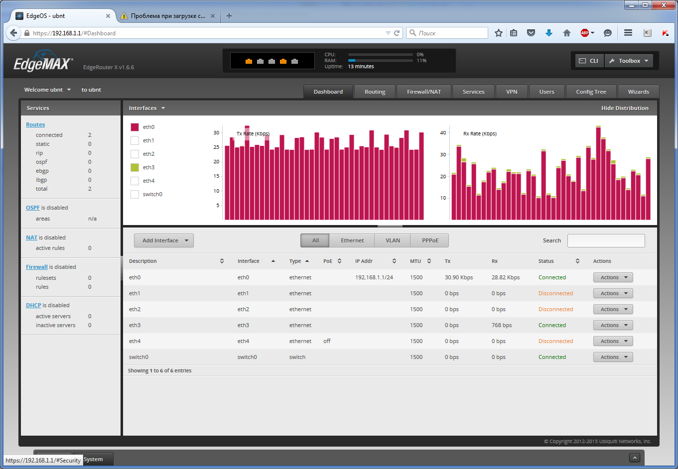 EdgeRouter X (ER-X) EdgeRouter X (ER-X) - авторизация