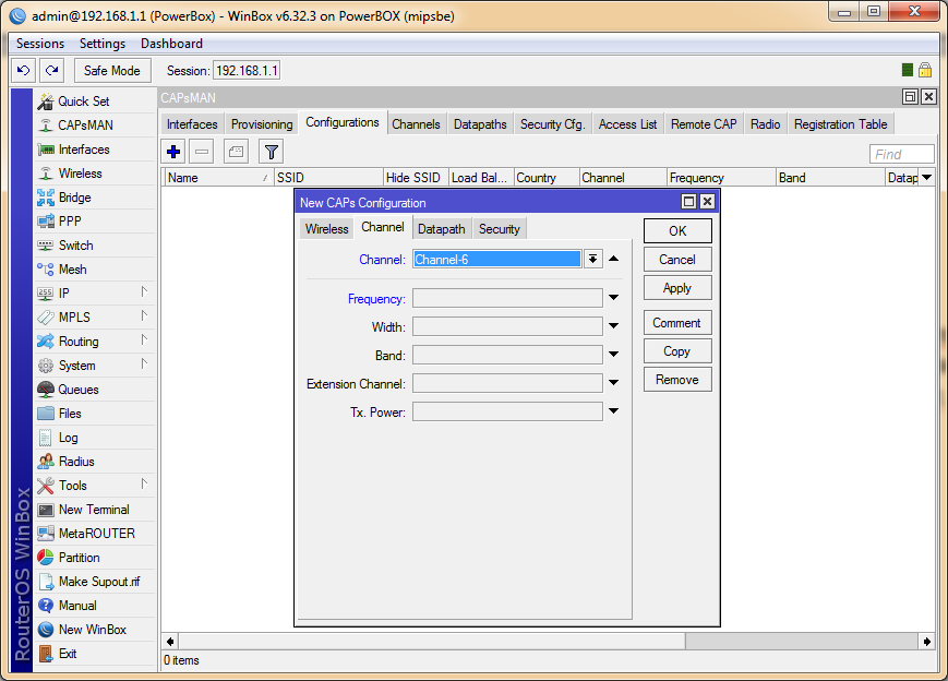 CAPsMAN задаем параметры вручную