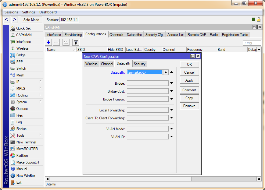 CAPsMAN выбираем созданный профиль