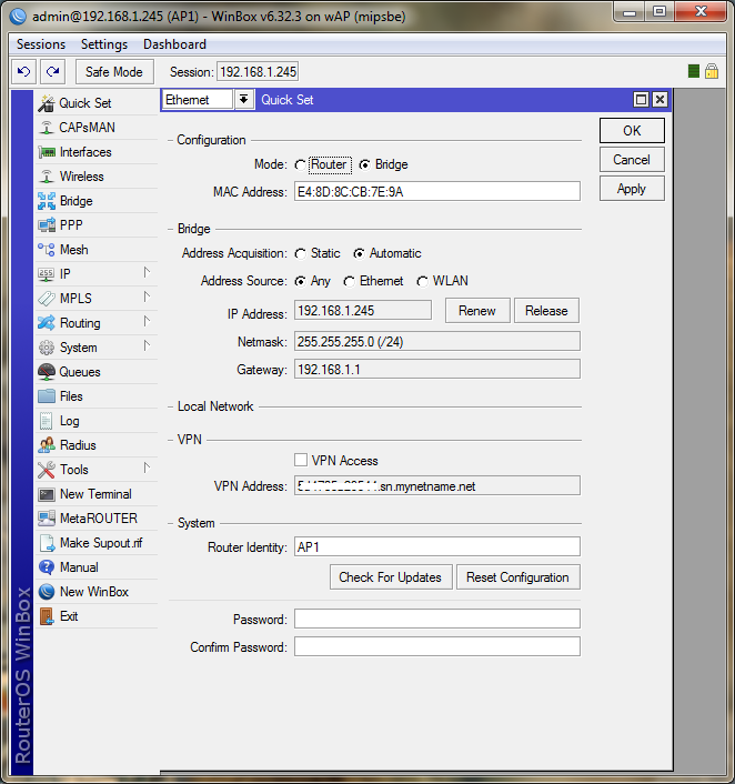 CAPsMAN настройка в режиме CAP