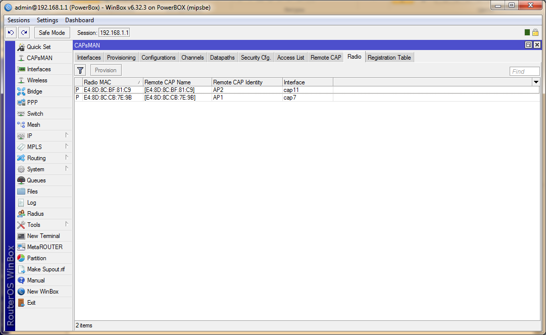 CAPsMAN сопоставление точек доступа и интерфейсов CAPsMAN