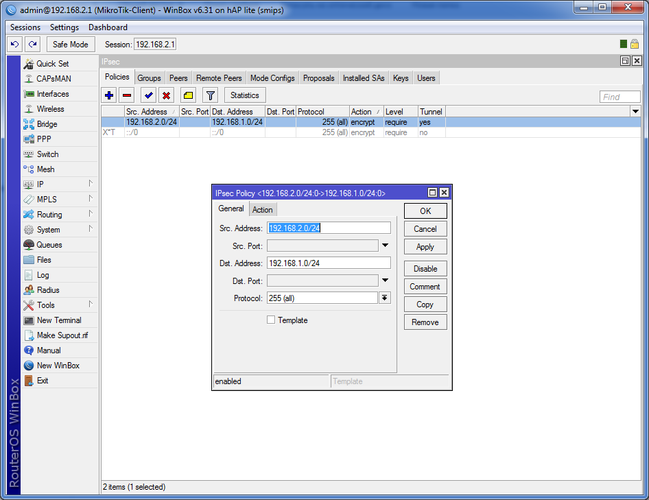 L2TP объеденение сетей - Настройки на сервере для клиента все адреса и подсети указываются обратно тому, как они указаны на сервере