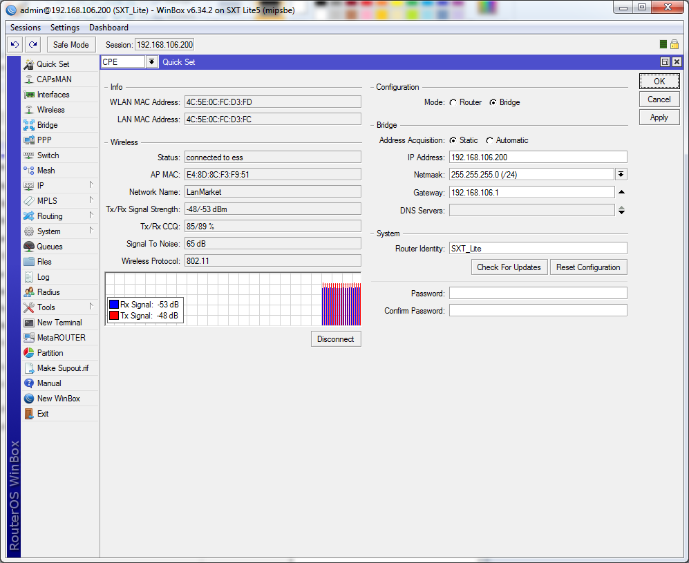 тест mANTBox настройки в winbox