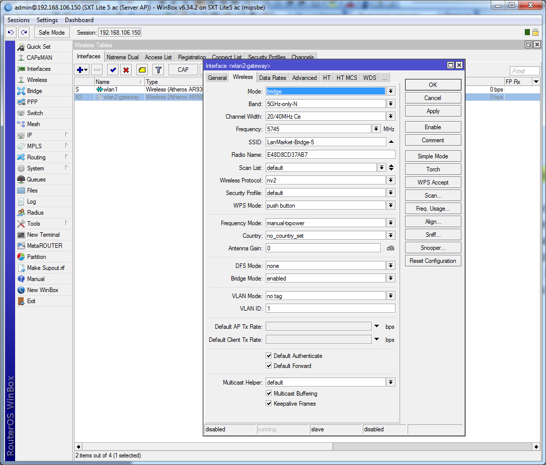 Побудова бездротового мосту SXT конфигурирование беспроводной сети