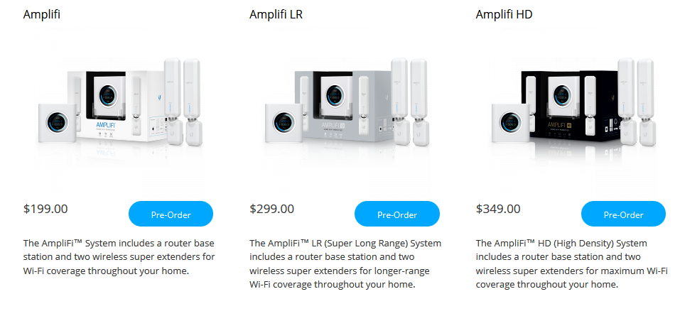 Модели AmpliFI от Ubiquiti Networks Модели AmpliFI от Ubiquiti Networks