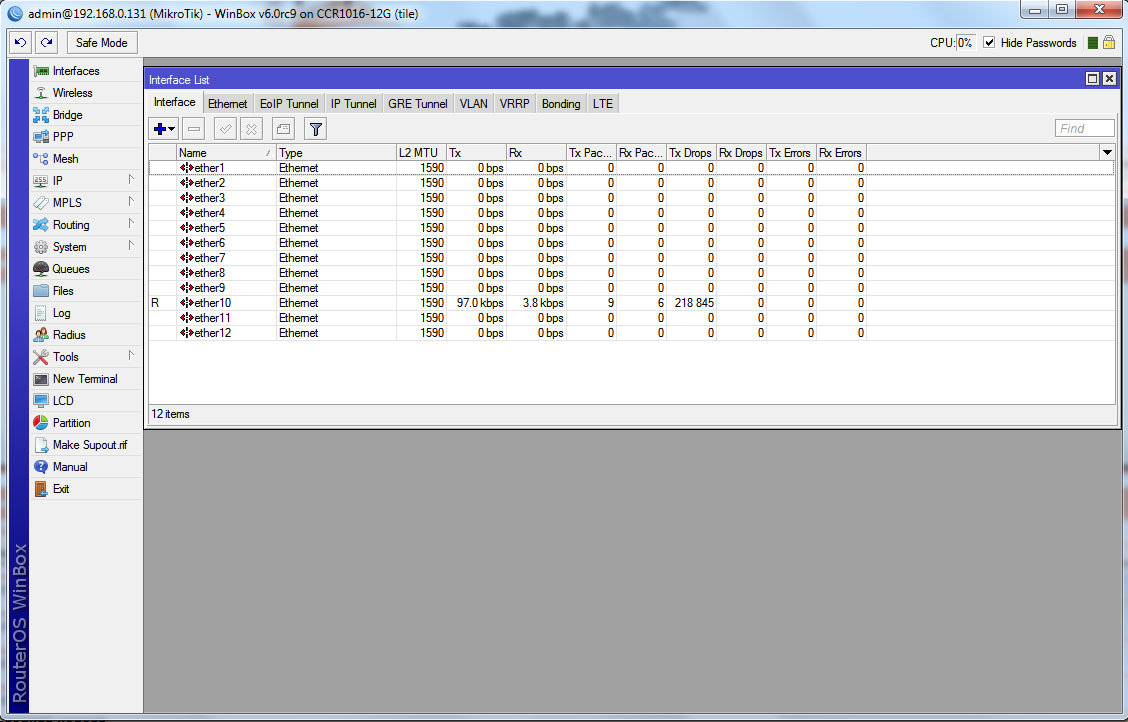 Mikrotik Cloud Core Router CCR1016-12G RouterOS Mikrotik Cloud Core Router CCR1016-12G RouterOS