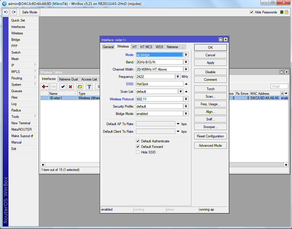 Перевірка налаштування бездротового інтерфейсу Проверка настройки беспроводного интерфейса