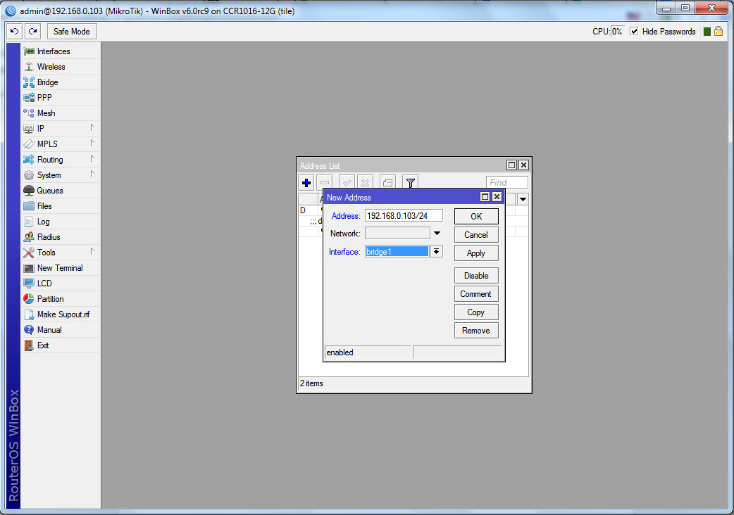 Mikrotik RouterOS Addresses Mikrotik RouterOS Addresses
