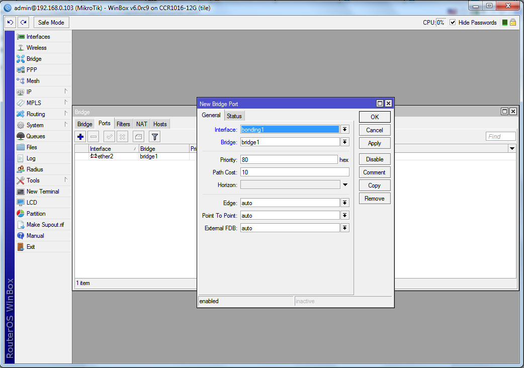 Mikrotik RouterOS Bridge Mikrotik RouterOS Bridge