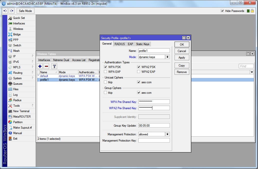 Создание нового профиля во вкладке Security Profiles Создание нового профиля