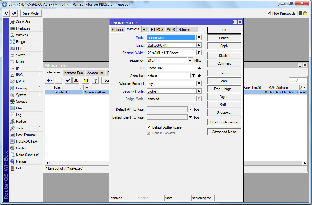 Настройки вкладки Wireless Настройки вкладки Wireless