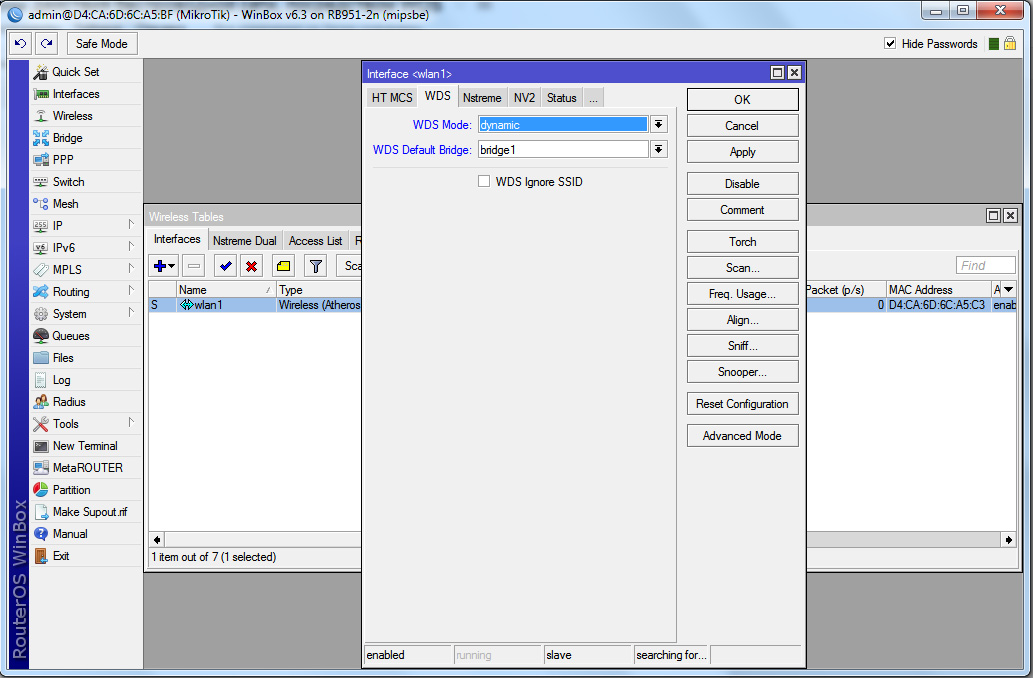 Настройки вкладки WDS Настройки вкладки WDS и WDS Mode