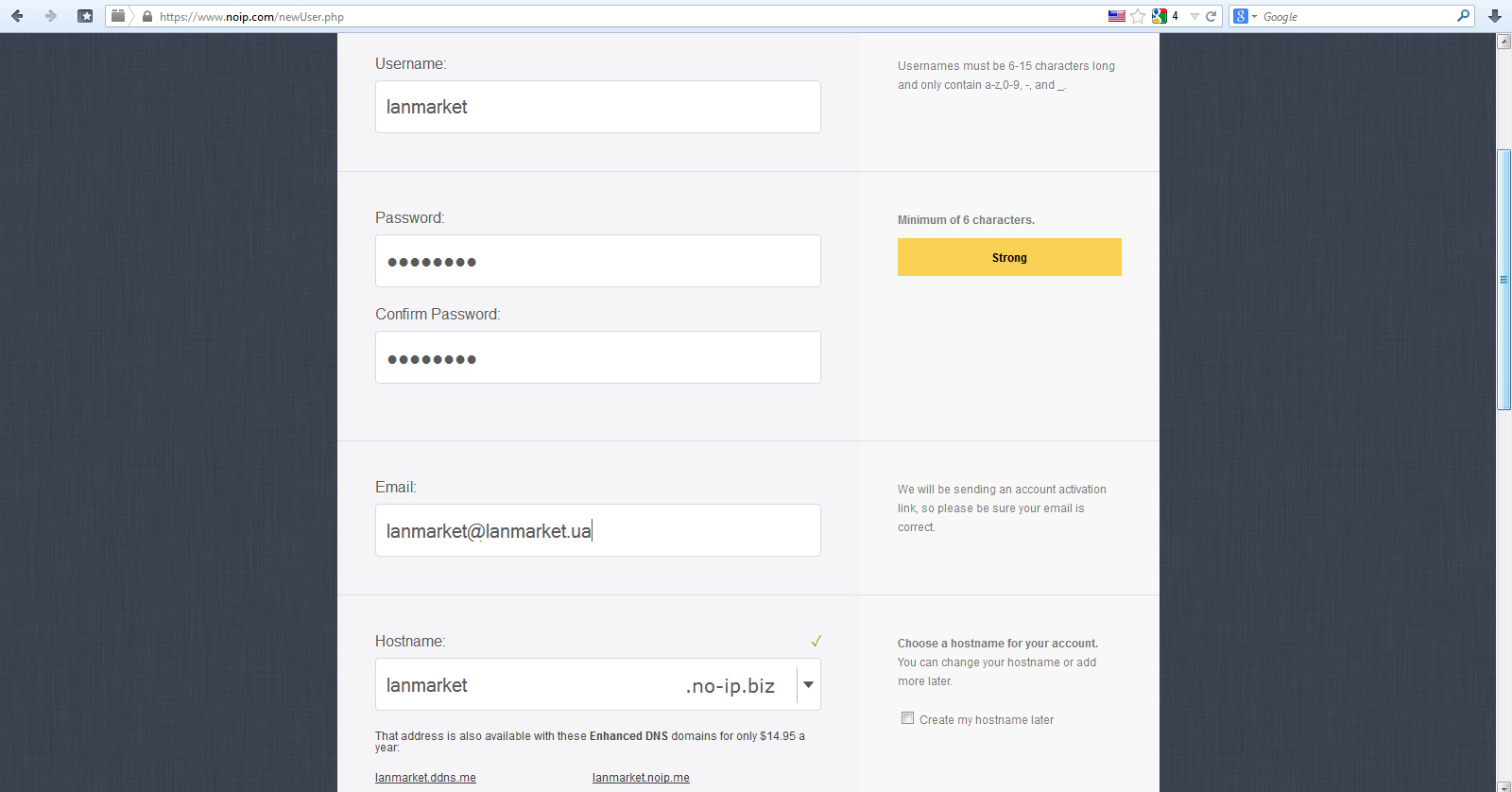 Регистрация на сервисе NO-IP Регистрация на сервисе NO-IP