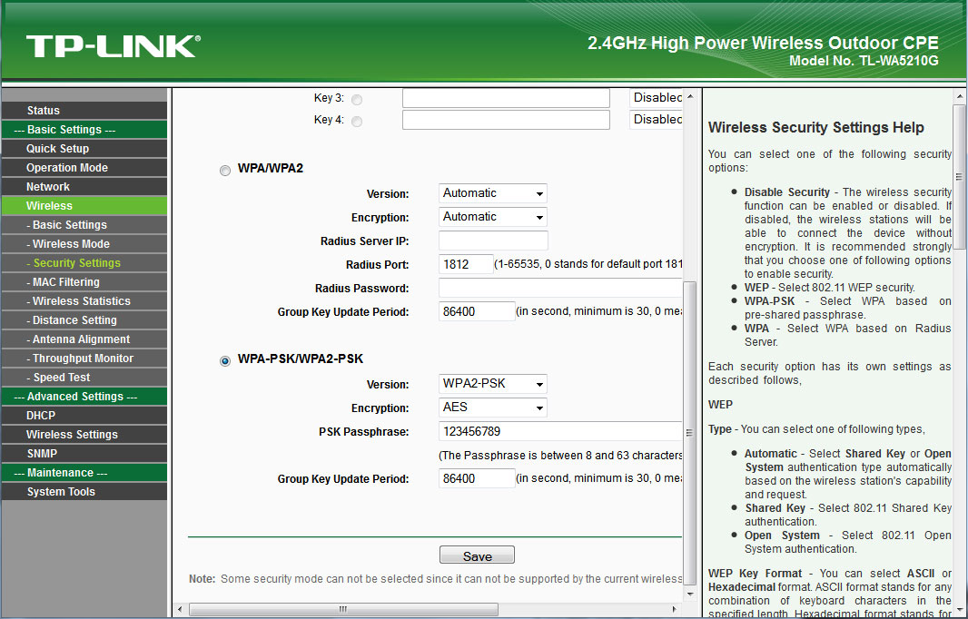 TP-Link 5210G wireless шифрування TP-Link 5210G wireless шифрование