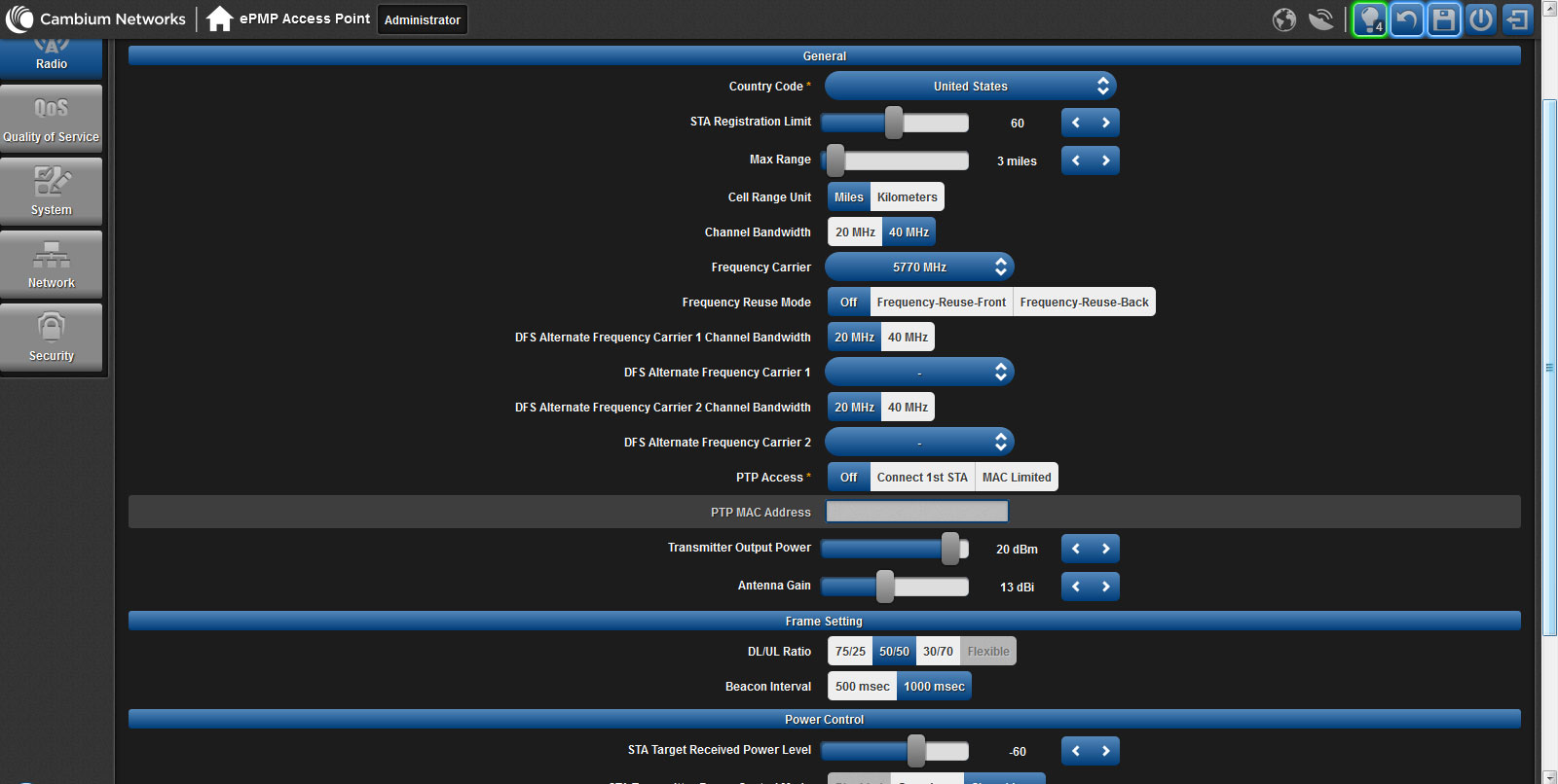 Детальные настройки вкладка Radio, меню Configure Детальные настройки вкладка Radio, меню Configure