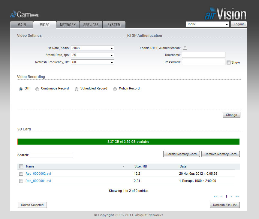 Ubiquiti Networks AirVision Video Ubiquiti Networks AirVision Video