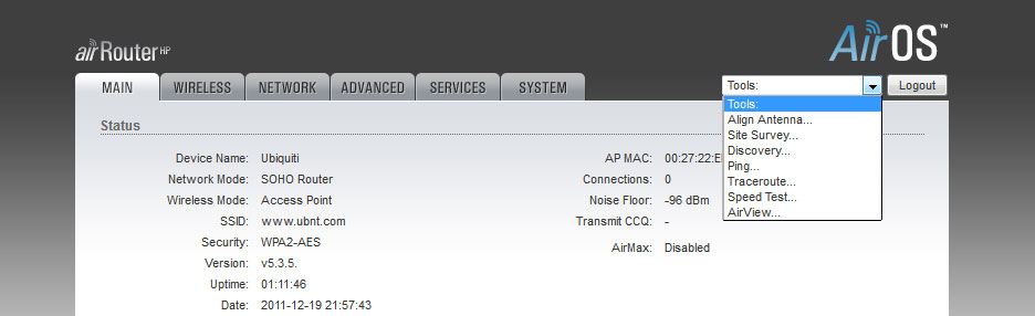 Ubiquiti AirRouter-HP утиліти AirOS Ubiquiti AirRouter-HP утилиты AirOS