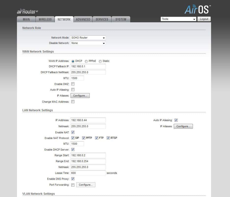 Ubiquiti AirRouter-HP налаштування AirOS Ubiquiti AirRouter-HP настройка AirOS