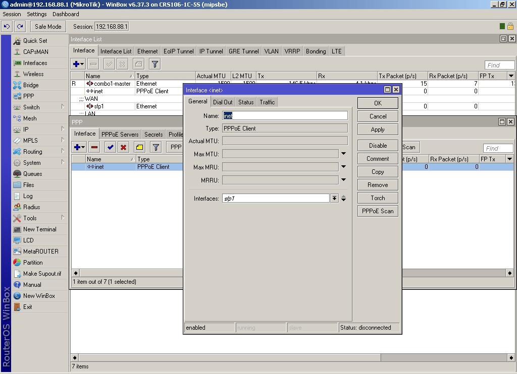 WinBox вводимо параметри WinBox вводим параметры