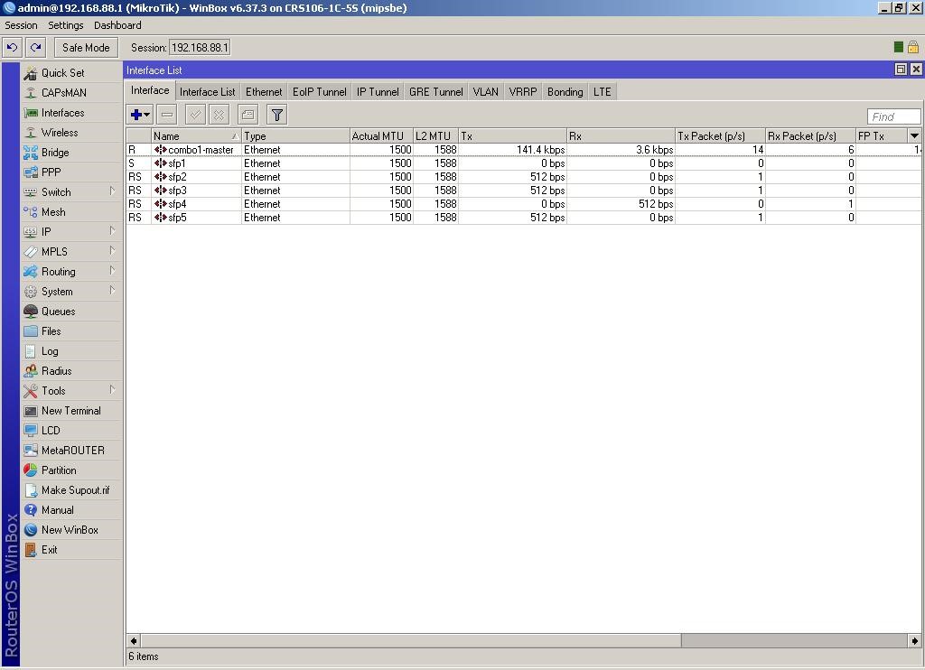 Програма WinBox вибираємо пункт Interfaces Программа WinBox выбираем пункт «Interfaces»