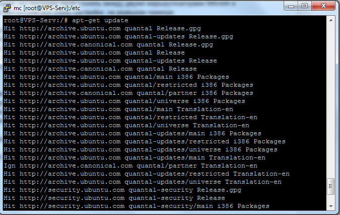 Оновлення списку доступних пакетів Обновление списка доступных пакетов
