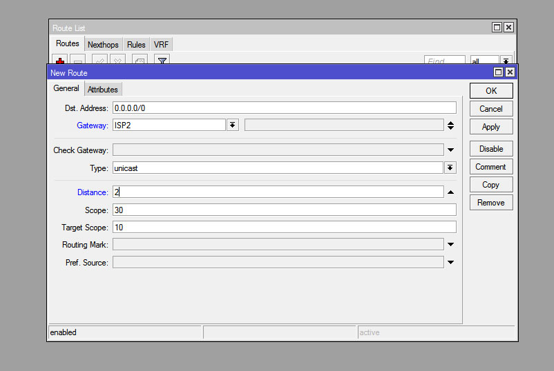 New Route New Route RouterOS