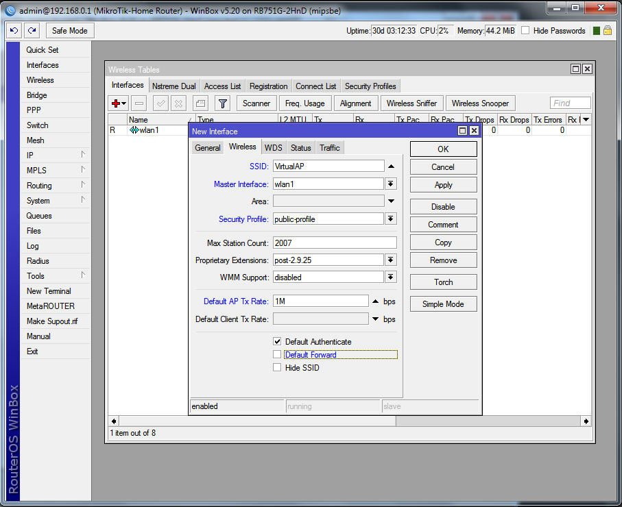 Створення віртуальної точки доступу RouterOS Создание виртуальной точки доступа RouterOS