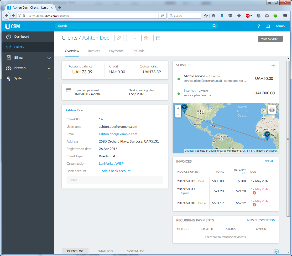 Знакомство с UCRM: программный комплекс для управления сетью WISP на базе решений Ubiquiti  Знакомство с UCRM: программный комплекс для управления сетью WISP на базе решений Ubiquiti