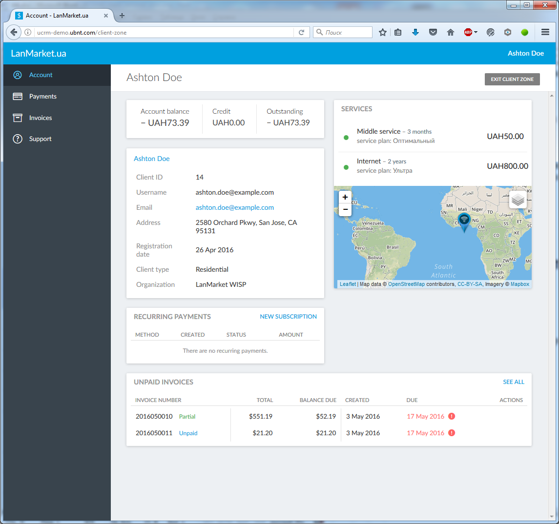 Знакомство с UCRM: программный комплекс для управления сетью WISP на базе решений Ubiquiti  Знакомство с UCRM: программный комплекс для управления сетью WISP на базе решений Ubiquiti