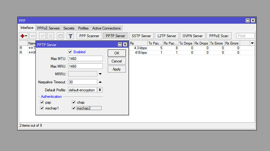 RouterOS VPN активація PPTP сервера RouterOS VPN активация PPTP сервера