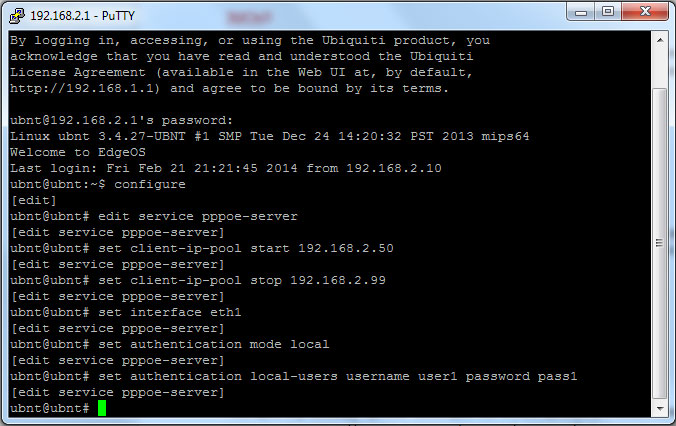 Розширені налаштування Ubiquiti EdgeOS: налаштування сервера PPPoE 