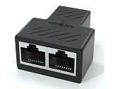 Разветвитель RJ45 8P8C мама/2 Х мама RJ45 для разветвления кабеля, экранированный, черный