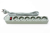 Мережевий фільтр PROLOGIX 075P6-18G, 220В 10А, 6 розеток, 1.8м, сірий