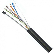 КНПп UTP (4*2*0.51) 4p 24 AWG, (CCA), изоляция ПВХ+ПЭ, наружный с проволокой, 305м, черный