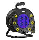 Подовжувач на котушці MERLION 2х2, 5, 40 м, 16А, 220В, 4xSCHUKO socket, кабель нг-LS, теплове реле (