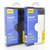Power bank 20000mAh PZX-C200, USB-1A + mini USB + кабель USB micro, LED ліхтарик, White, Blister-BOX