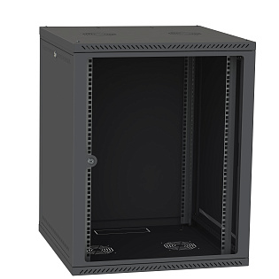 Шкаф настенный 15U 600x600 дверь стекло, черный