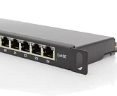 Патч-панель 24 порти FTP 0.5U кат 5Е екранована чорна 19"