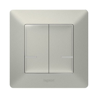 Умный беспроводной выключатель 2-клавишный Valena Life with NETATMO, алюминий