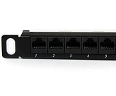 Патчпанель 24 порта UTP 0.5U кат. 6 19" с менеджментом кабеля сзади