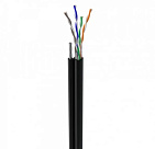 КНПт UTP (4*2*0.5) 4p 24 AWG, (CCA), изоляция ПВХ+ПЭ, для нар. работ с тросом, 305м
