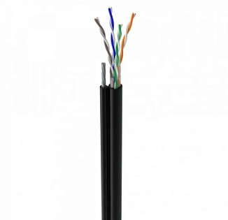 КНПт UTP (4*2*0.5) 4p 24 AWG, (CCA), изоляция ПВХ+ПЭ, для нар. работ с тросом, 305м