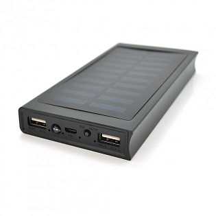 Power bank 20000 mAh Solar, ударо защищеный прорезиненный корпус, Black, Corton BOX