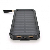 Power bank 30000 mAh Solar, ударо захищений прогумований корпус, Black