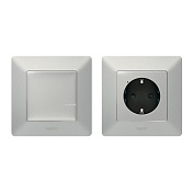 Набір упр. електроприладами (Smart-розетка + Smart-вимикач) Valena Life with NETATMO, алюміній 